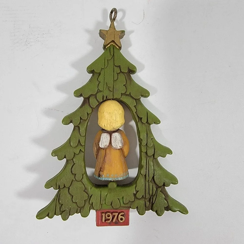 Vintage Hallmark Ornament‎ 1976 Christmas Tree Spin Angel Plastic